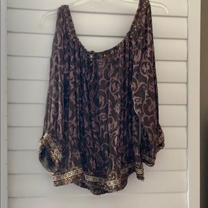 Sharagano silk boho top